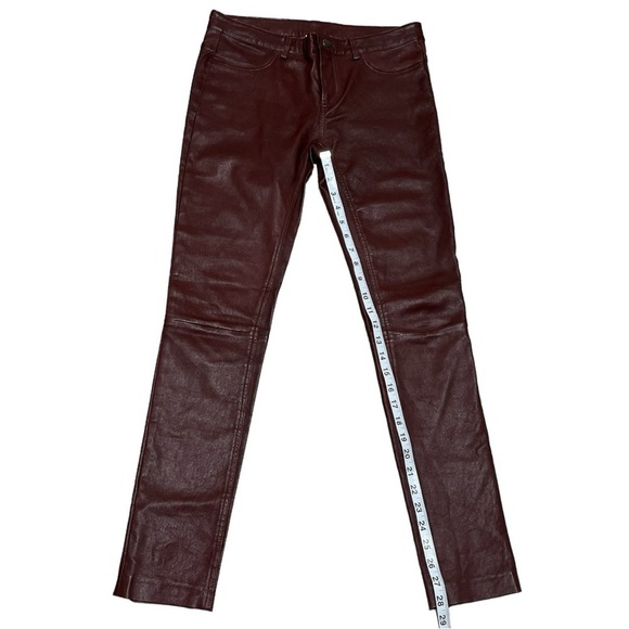 Haute Hippie Burgundy 100% Lamb Skin Leather Mid Rise Pants Size 4 - Picture 9 of 15